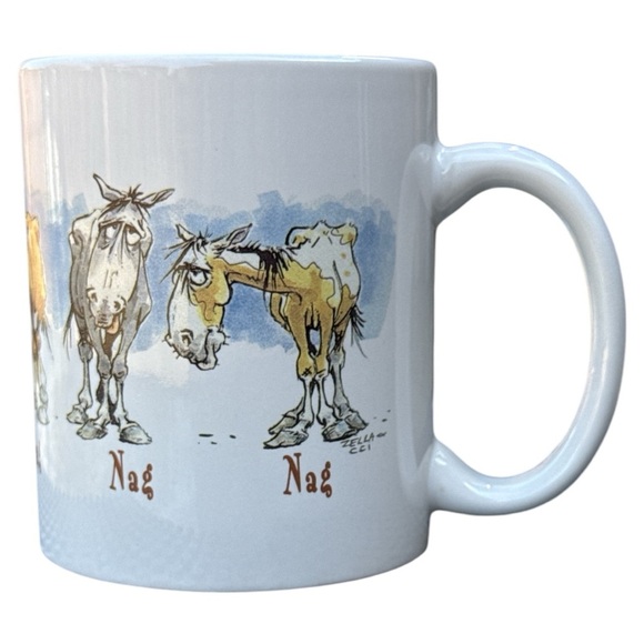 Vintage 90s Leanin’ Tree Horse Design White Coffee Tea Mug Nag Horse Humor - Picture 3 of 7